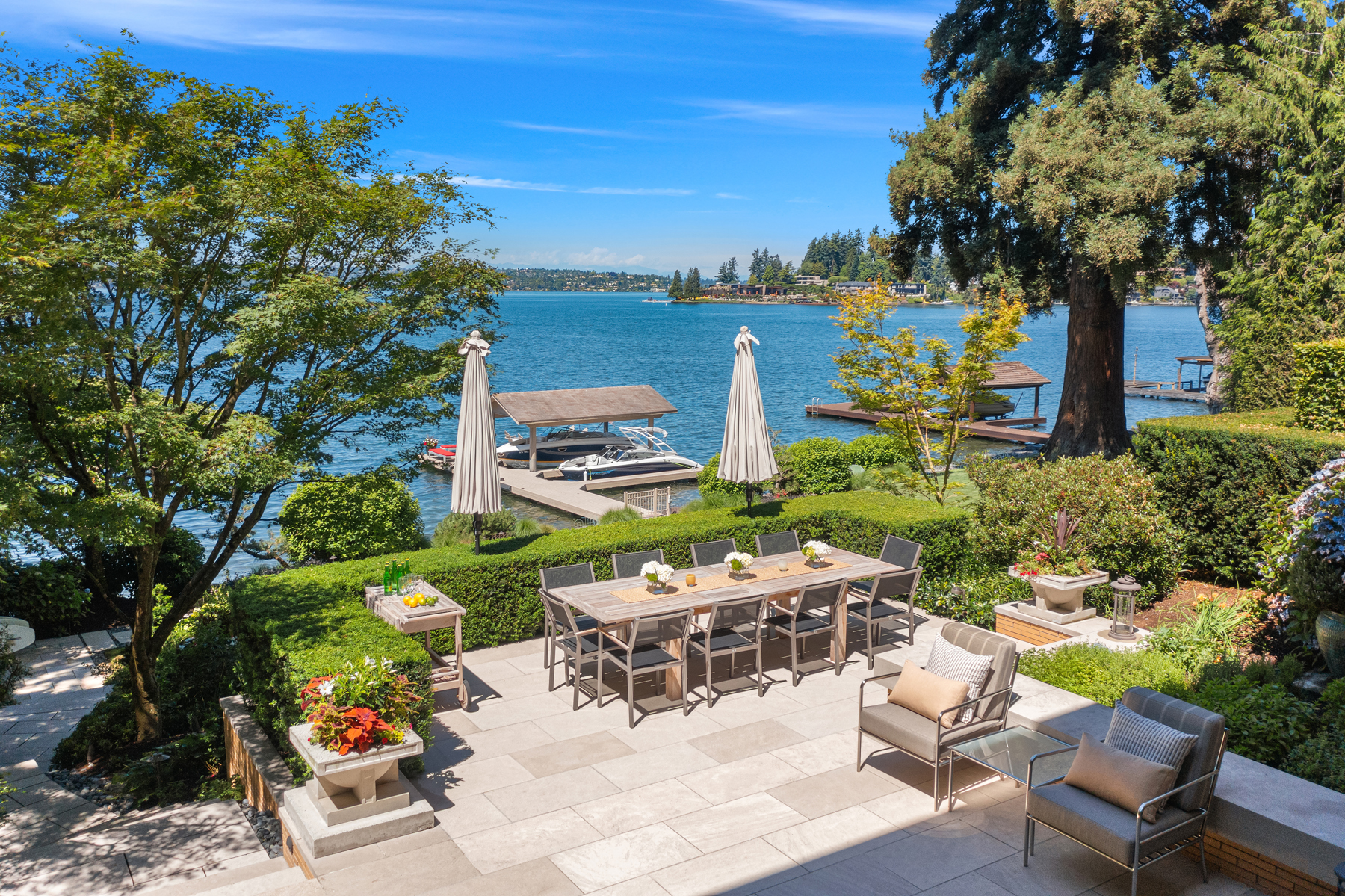 Looking west from the patio in daylight