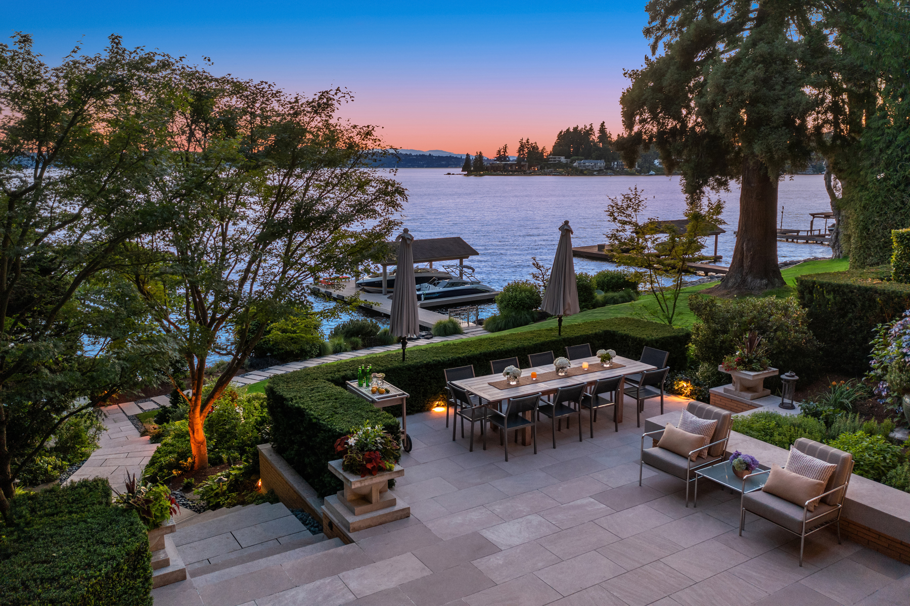 Looking west from the patio at sunset